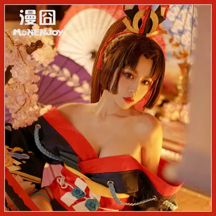 Onmyoji SSR Demon knife Girl Cosplay Costume Full Set With Kimono Jumpsuit Waist Seal Bowknot Woman Clothes Cosplayer Fans Gift |