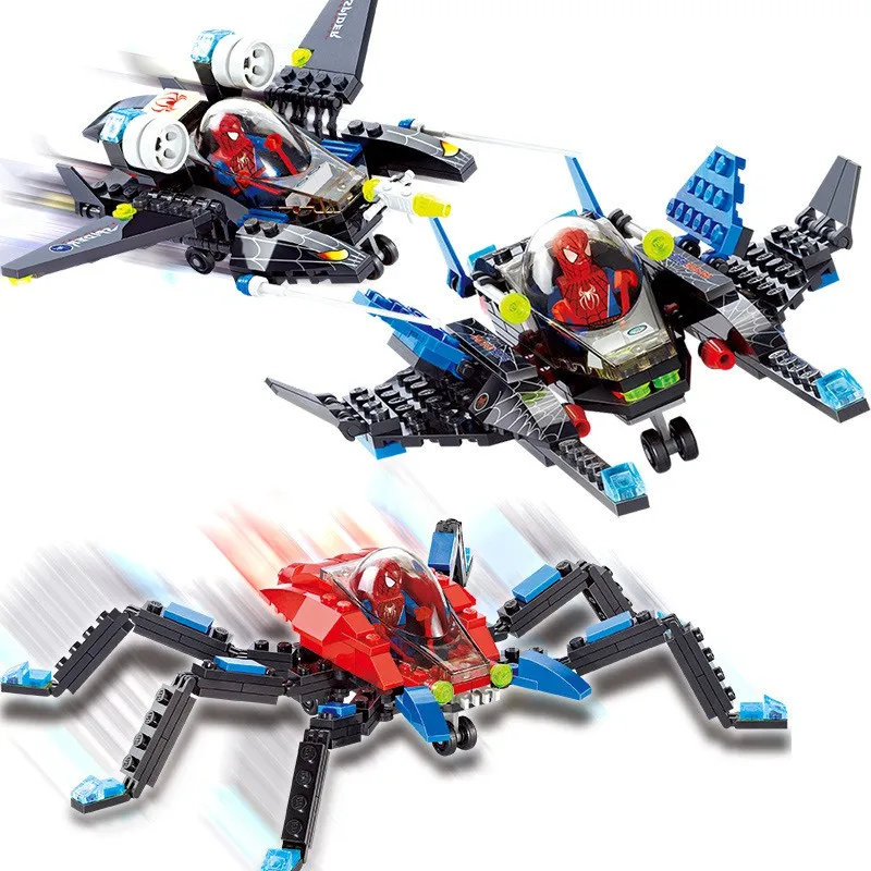 112 шт Супер герой Человек паук Самолет совместимый с Legoings строительные блоки
