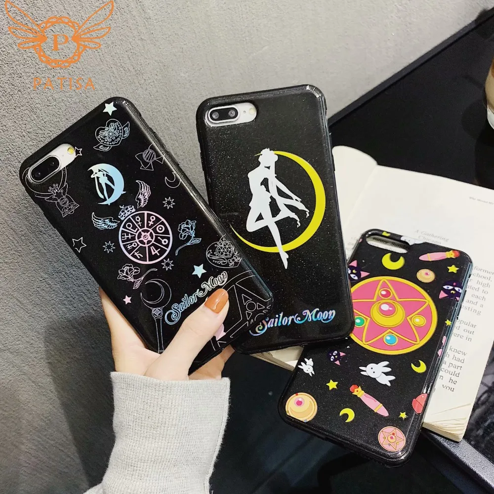 Прекрасный японский Сейлор Мун чехол для телефона для iPhone 6 6S 7 8 Puls X XS чехол для MAX XR Magic массивный глянцевый Блестящий Мягкий чехол-накладка