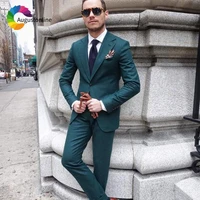 high steet men suit dark green slim fit wedding groom tuxedo custom made blazer terno masculino jacket pants 2piece