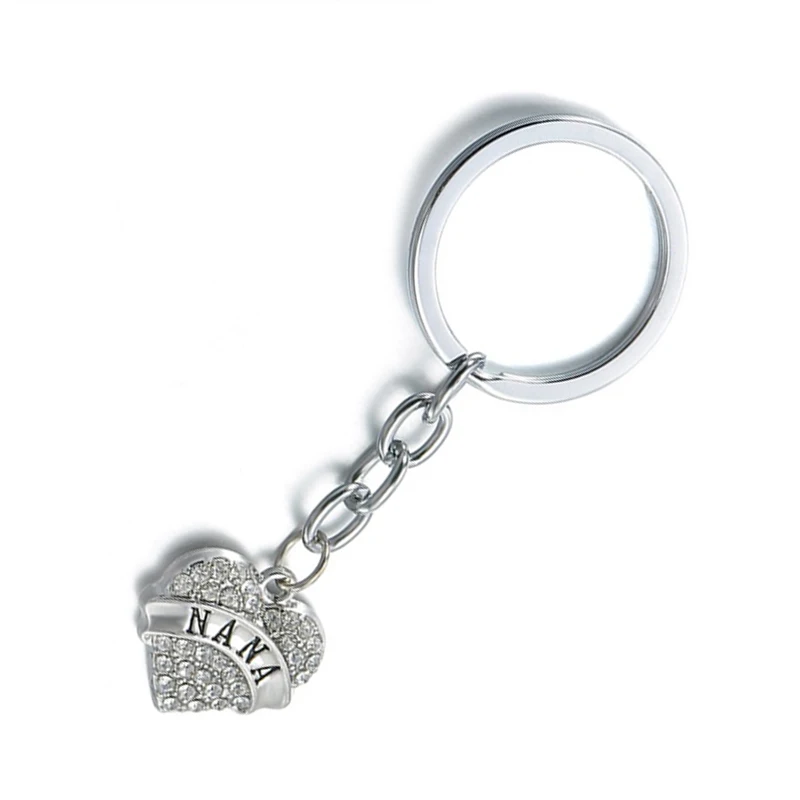 Fashion Lovely Crystal Rhinestone Letter &quotNANA&quot Heart Pendant Key Ring Chain (Size: 5 cm Color: Silver) | Украшения и