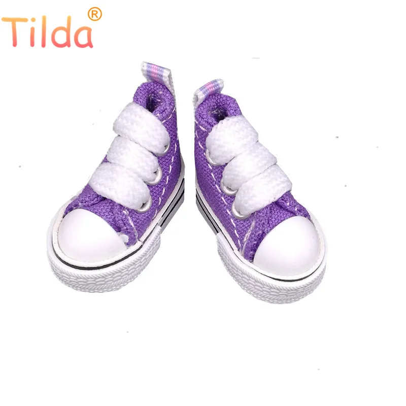 dark lilac Тильда 3,5 см кукла обувь для Blythe игрушки bjd, холст игрушечные кроссовки для OB24 куклы 1/8 для Blyth bjd аксессуары для кукол игрушка подарок - Цвет: dark lilac
