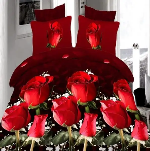 2017 3d постельных принадлежностей 3 шт. 4 красная роза реактивной печати подшивки