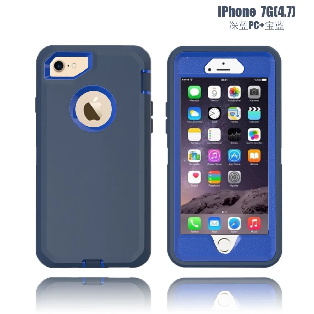 Защитный чехол для iPhone7 6 Plus 6s 8 8plus X PC + Силиконовый ТПУ военный противоударный