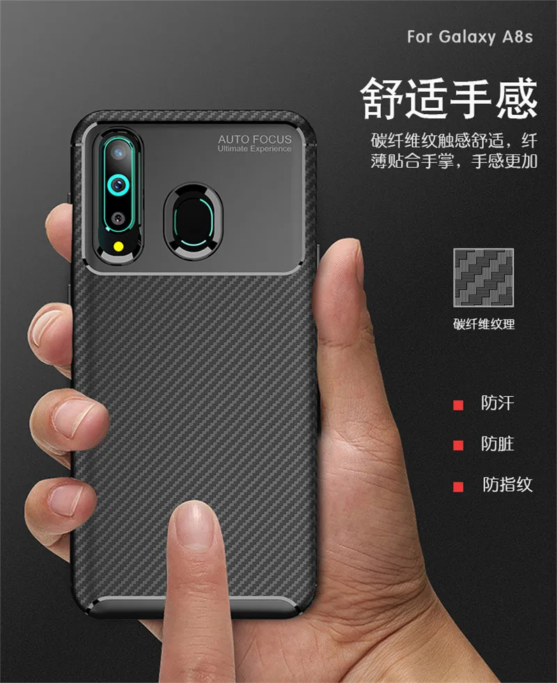 Корпус из углеродного волокна для samsung Galaxy A8s G8870 чехол Высокое качество Алмазная сетка Дизайн чехол для samsung Galaxy A8s SM-G8870 чехол