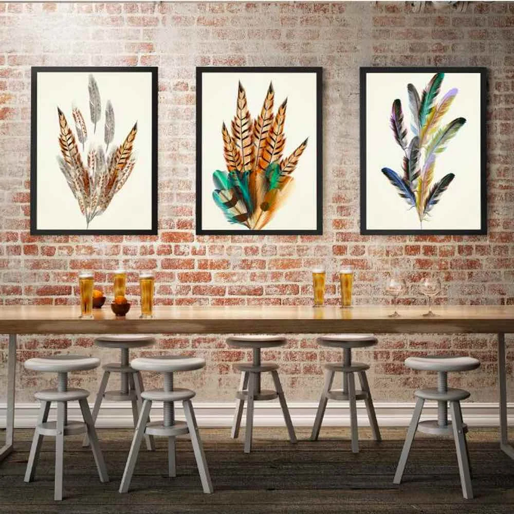 

HAOCHU Color Feather Poster For Living Room Home Decor Painting Print Poster Simple Nordic Wall Picture Canvas Painting
