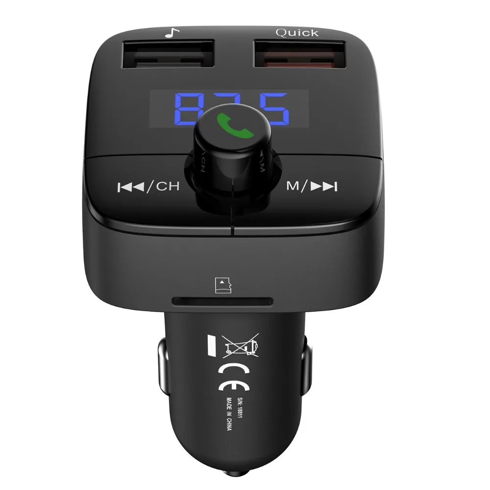 VicTsing беспроводной передатчик Bluetooth автомобильный комплект Hands-free радио адаптер USB Автомобильное зарядное устройство музыкальный плеер с usb портами/TF слот