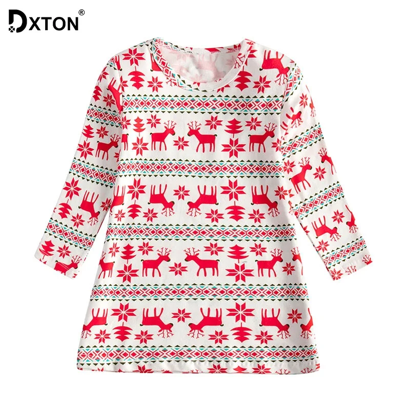 DXTON/Детское платье для девочек, платье с длинными рукавами для девочек с изображением животных, детское рождественское платье г., зимняя одежда с героями мультфильмов для девочек от 2 до 8 лет