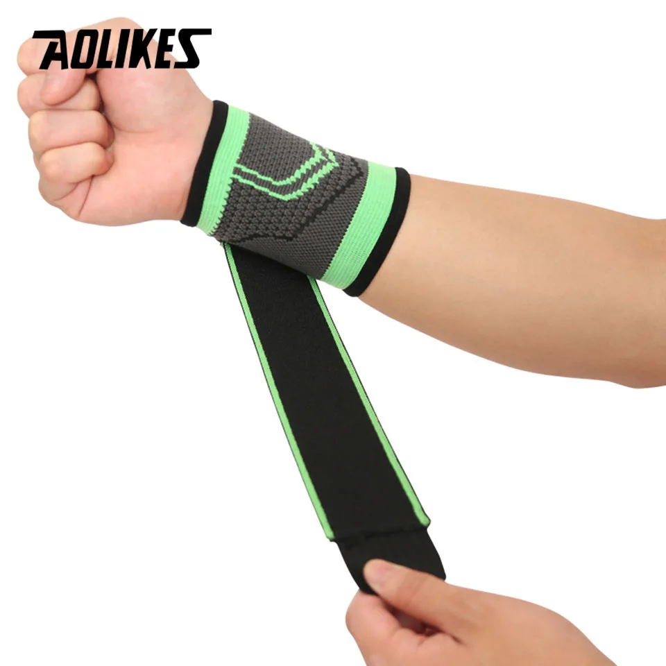 

1PCS AOLIKES 3D Weaving Pressurized Straps Fitness Wristband Crossfit Gym Powerlifting Wrist Support Brace Bandage Hand Wraps