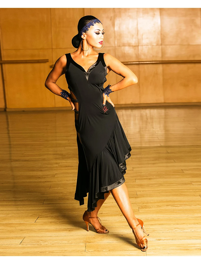 

Sexy Latin Dance Dress Women Black Ballroom Tango Cha Cha Samba Rumba Salsa Competition Dresses Performance Dance Wear