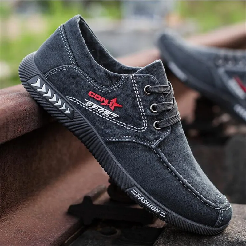 Gray 227 ELGEER/Новинка; парусиновая обувь; дезодорант; дышащая мужская обувь; нескользящая обувь для студентов; повседневная мужская обувь в полоску - Цвет: Gray 227