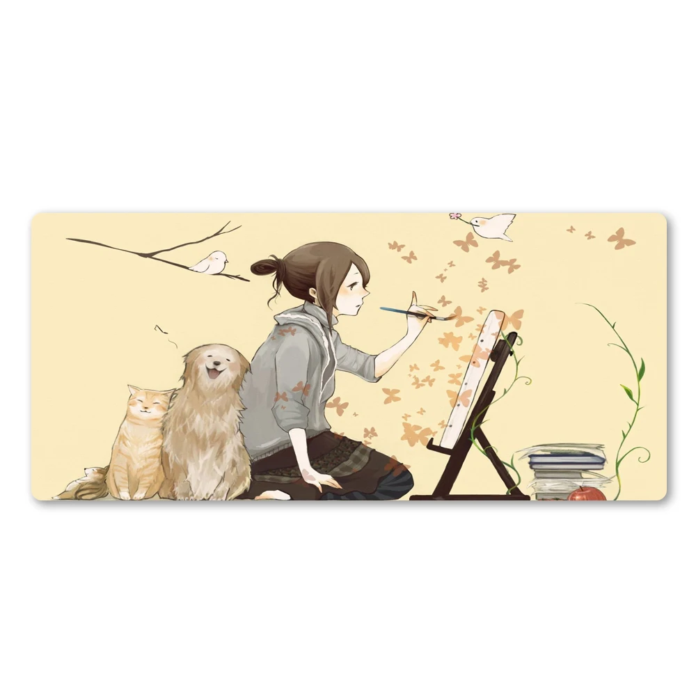 Girl And Dog Mouse Pad High Quality Rubber Mousepad Game Accessories Family Dedicated Cute To Girlfriend Mause | Компьютеры и офис