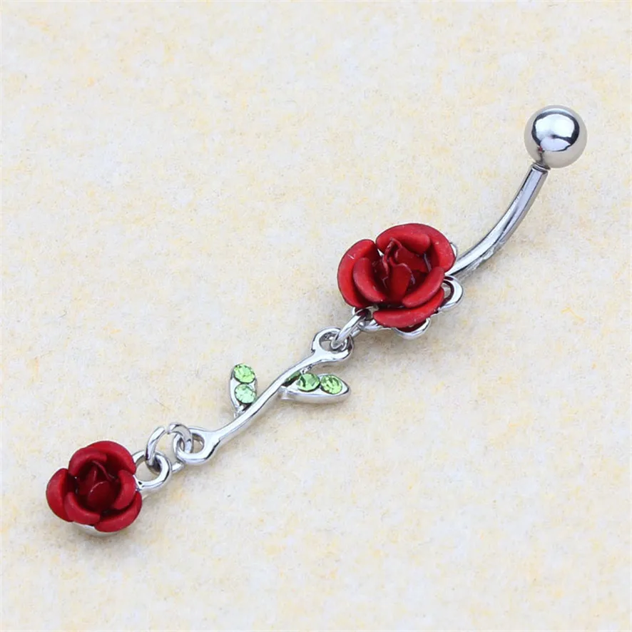 Популярный бренд 2017 пирсинг Ювелирное кольцо для пупка живота Двойные листья