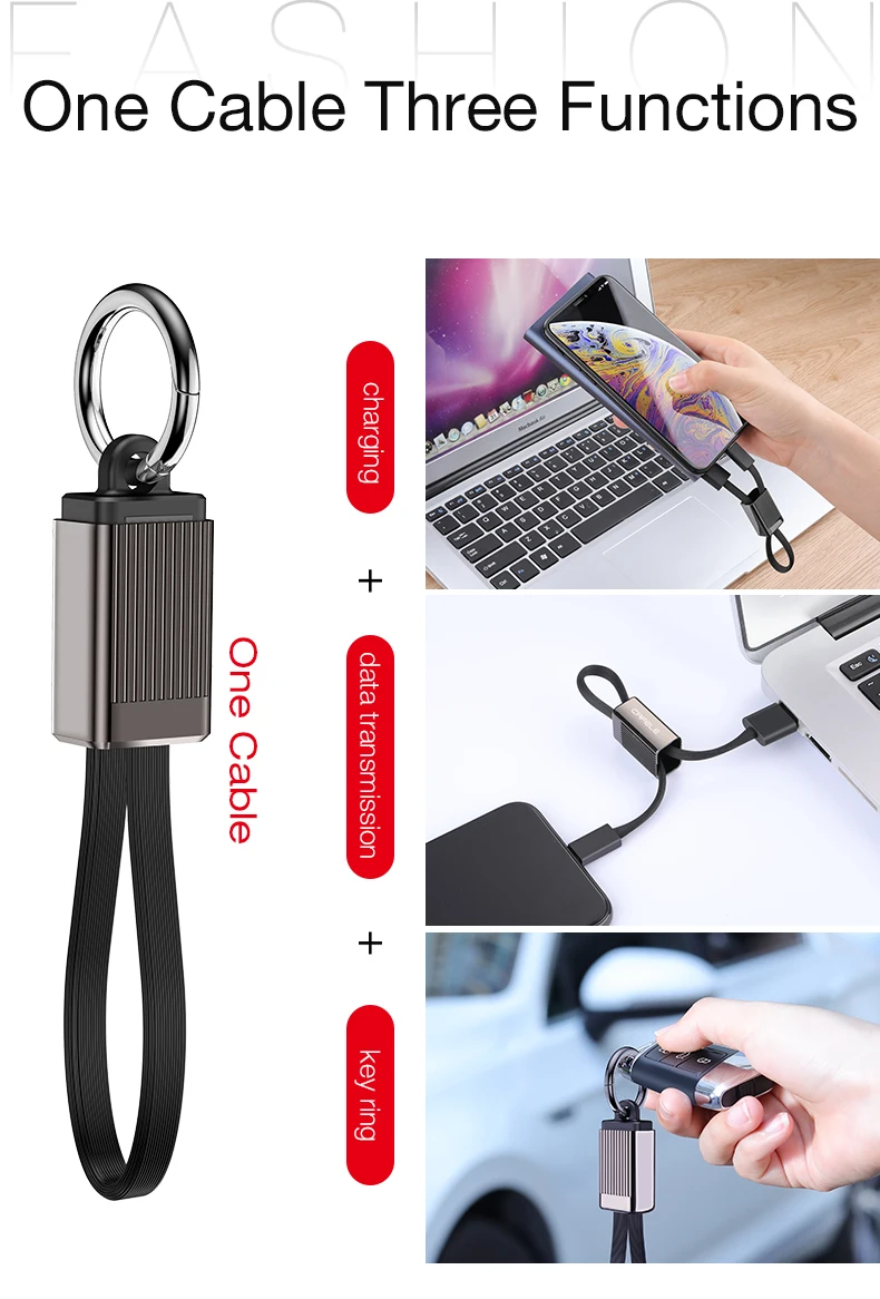 CAFELE 2 в 1 чемодан Мини Брелок Micro USB кабель для iPhone X Xr XS MAX 8 7 6s plus 2A Быстрая зарядка 18 см кабель для huawei