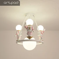 minimalism white astronaut hanging lamp chandeliers e14 ceiling suspension led lamp for children boy girl room light decoration