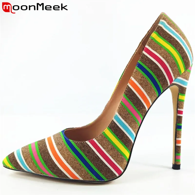

2020 New fashion pointed toe basic women pumps stripe sexy high heels shoes woman high quality party wedding shoes female