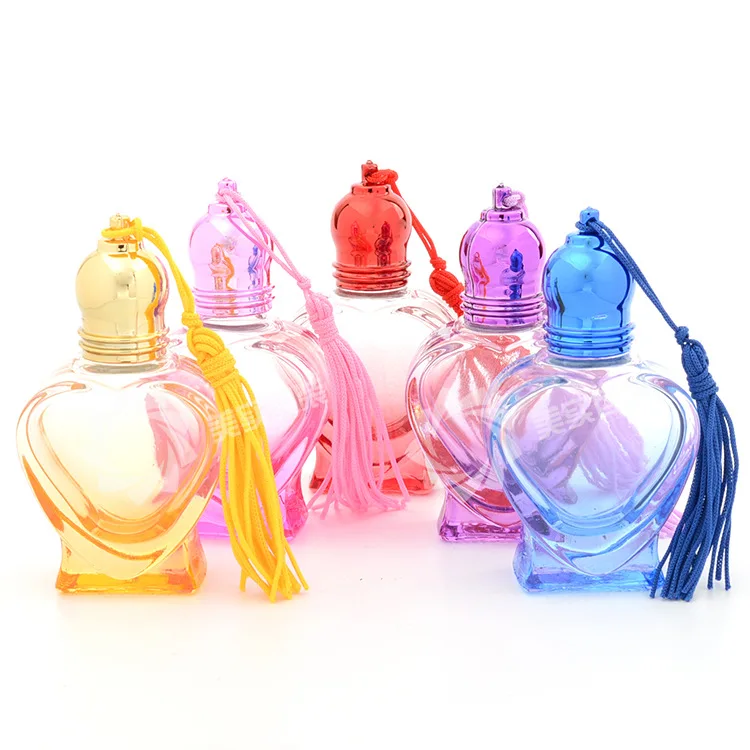 8ml Heart-shaped Glass Empty Bottle Multicolor Essential Oil Roll On Perfume Bottle 100PCS/LOT
