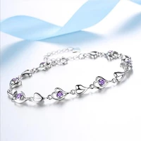 2022 trendy female silver 925 sterling bracelets jewelry women fashion heart crystal bracelet for girls birthday gift