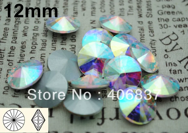 

200pcs/Lot, 12mm Crystal AB / Clear AB Crystal Rivoli Stones, Free Shipping! Chinese Top Quality Crystal Rivoli