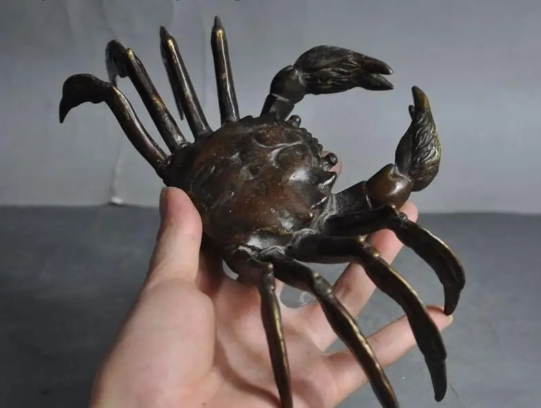 Старый китайский фэншуй бронза благоприятный Краб Крабы животных восемь Fang