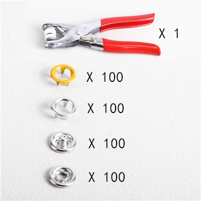 1 pliers 100 button 100 наборов 9 мм пустотелая цветная пряжка металлическая кнопка с пятью когтями 10 цветов+ инструменты для установки плоскогубцы - Цвет: 1 pliers 100 button