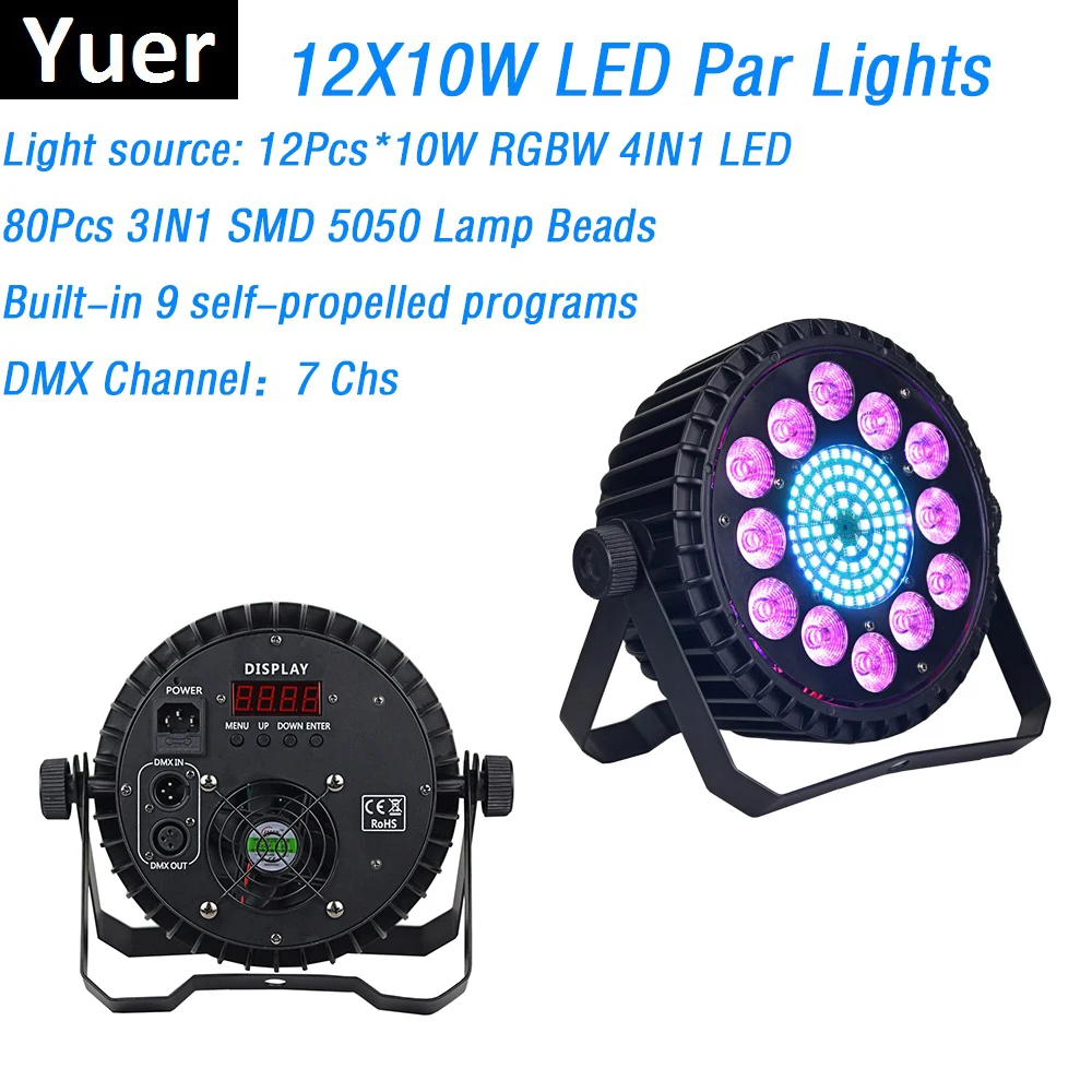 12X10W RGBW 4IN1 LED Par Lights Aluminum Alloy Dj Disco Party Nightclub Bar Events Dj Projector Wash Lighting Effect Stage Light