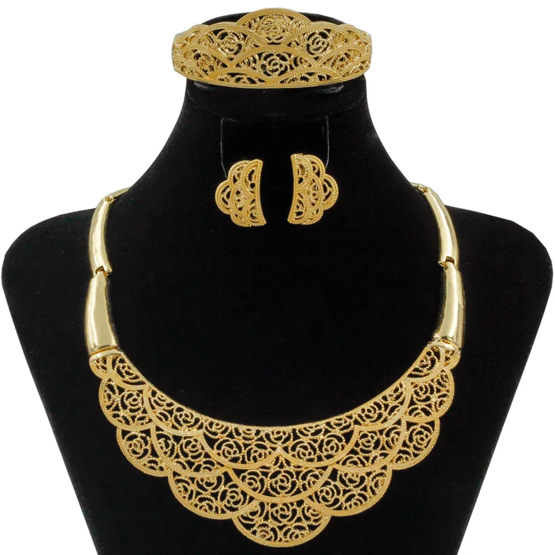 2017 African gold big Necklace fashion Dubai Crystal costume jewelry accessories Women bride Wedding Jewelry Sets Free shipping|crystal