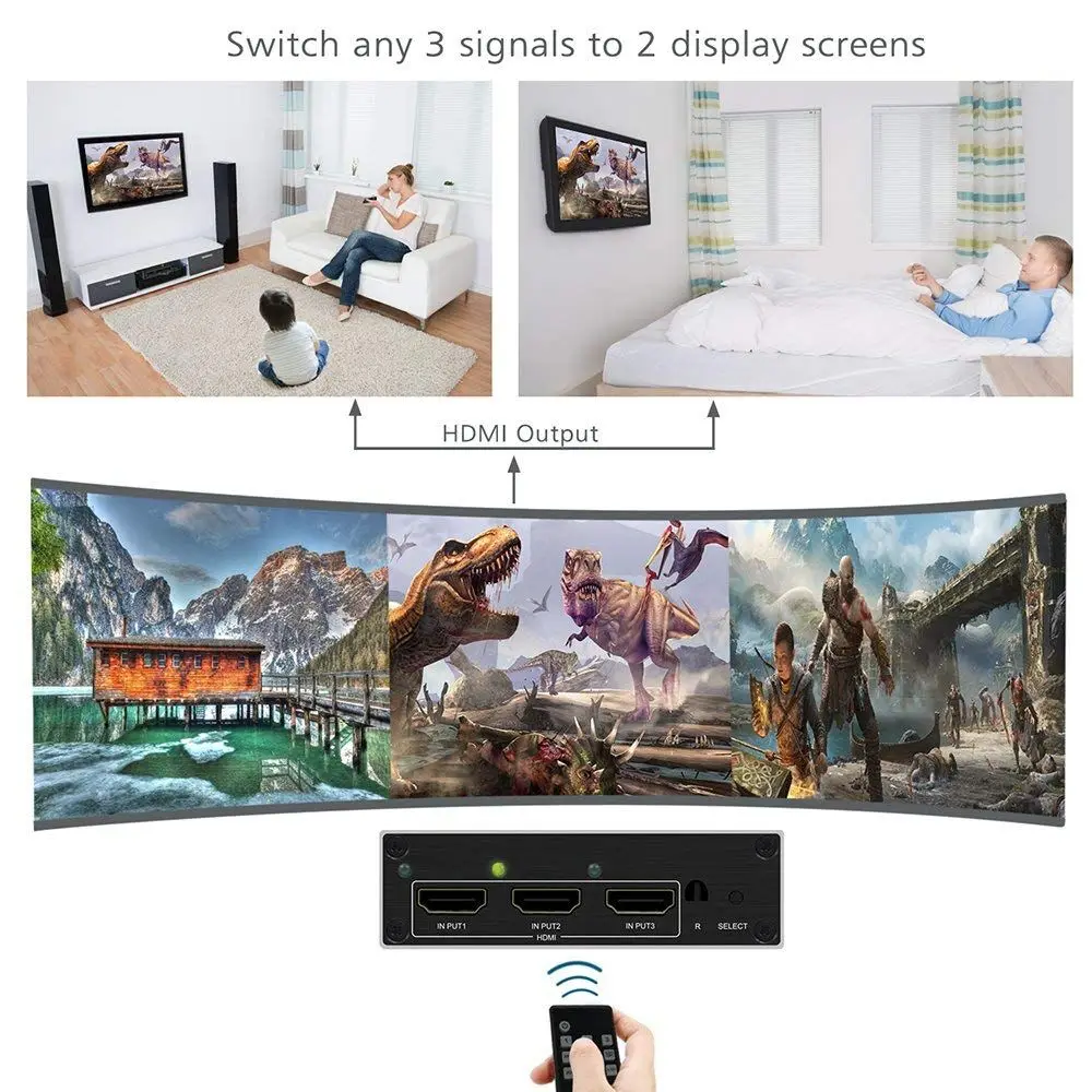 HDMI матрица 3X2 Hdmi Сплиттер 4 K 60Hz HDCP1.4 Ultra HD 1080 P witch оптический TOSLINK & R/L 3 5 мм аудио