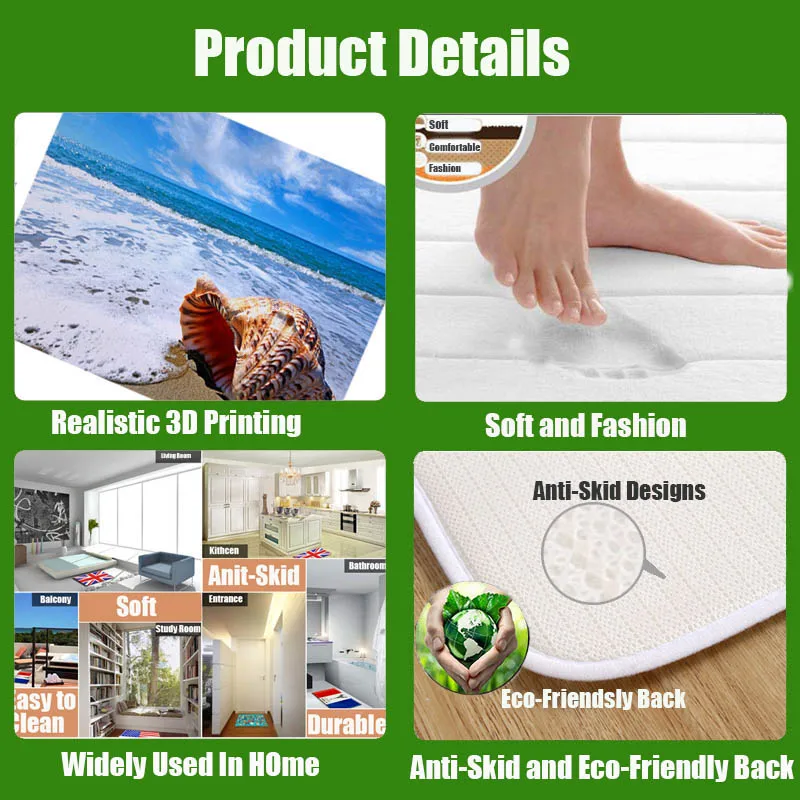 Креативный морской узор 3D принт прихожая вход напольные коврики детские комнаты