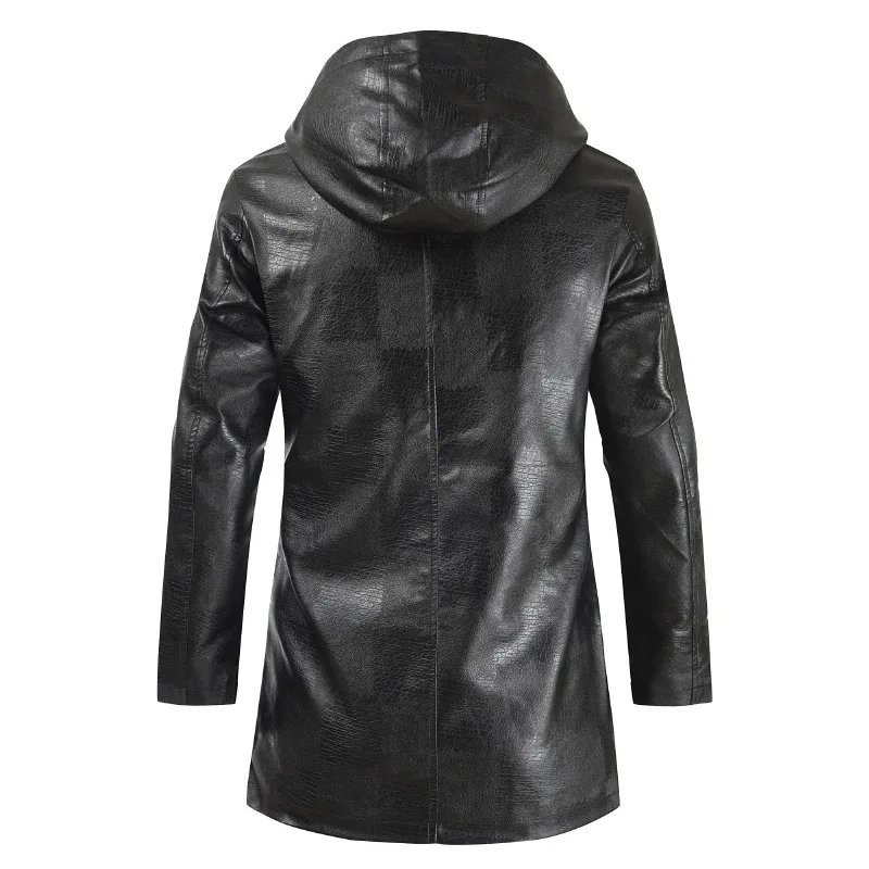 2019 г. Новые весенние модные мужские Длинная кожаная куртка/Прохладный trend из