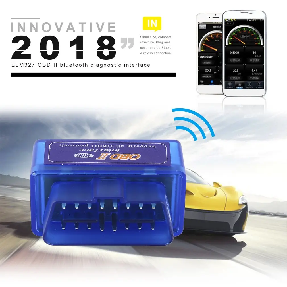 Супер Мини ELM327 OBD2 II беспроводной Bluetooth Автомобильный диагностический интерфейс сканер инструмент синий портативный ABS пластиковый инструмент
