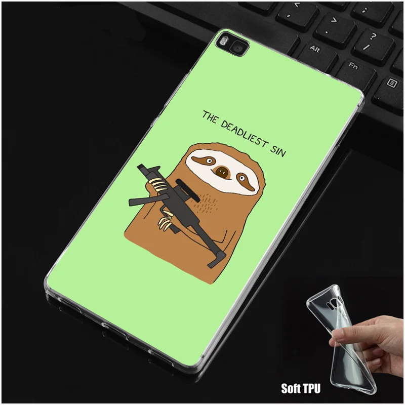DREAMFOX M445 Cute Sloth Soft TPU Silicone Case Cover For Huawei P8 P9 P10 Lite Plus 2017 Honor 8 Pro 9 6X |