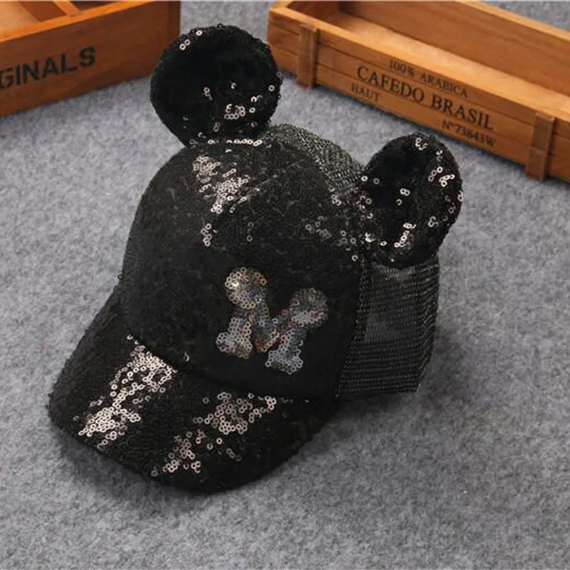 2017 летняя детская шапка бейсболка блестящая с блестками регулируемая модная для