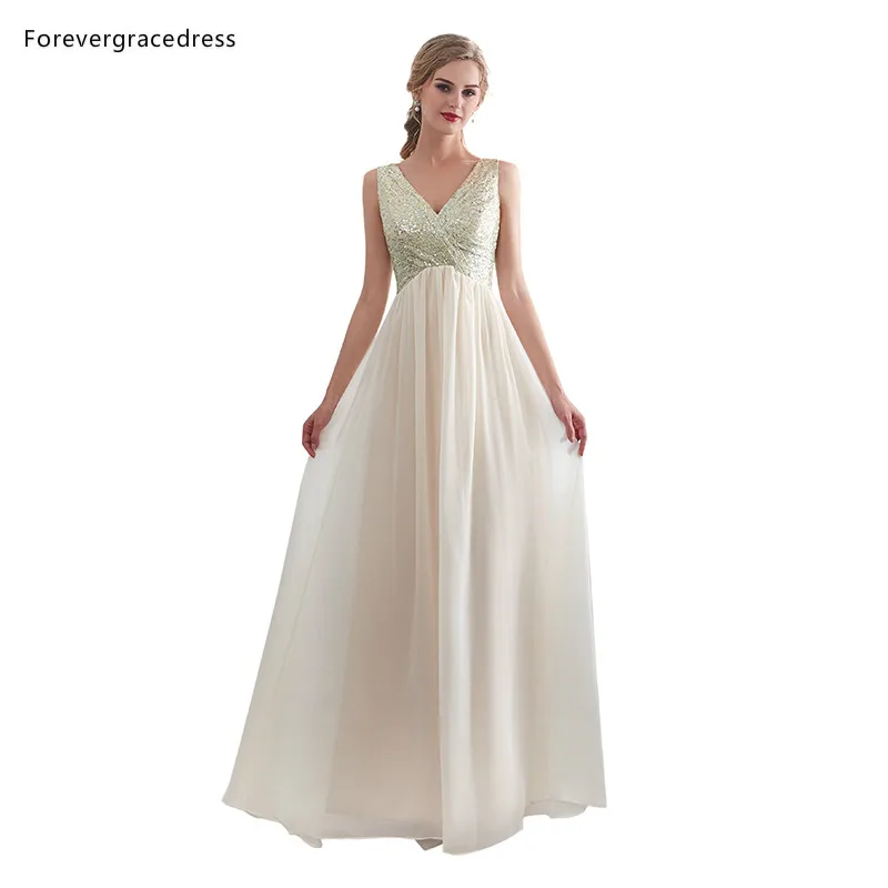 Forevergracedress платья подружки невесты цвета шампань 2019 трапециевидные с v образным
