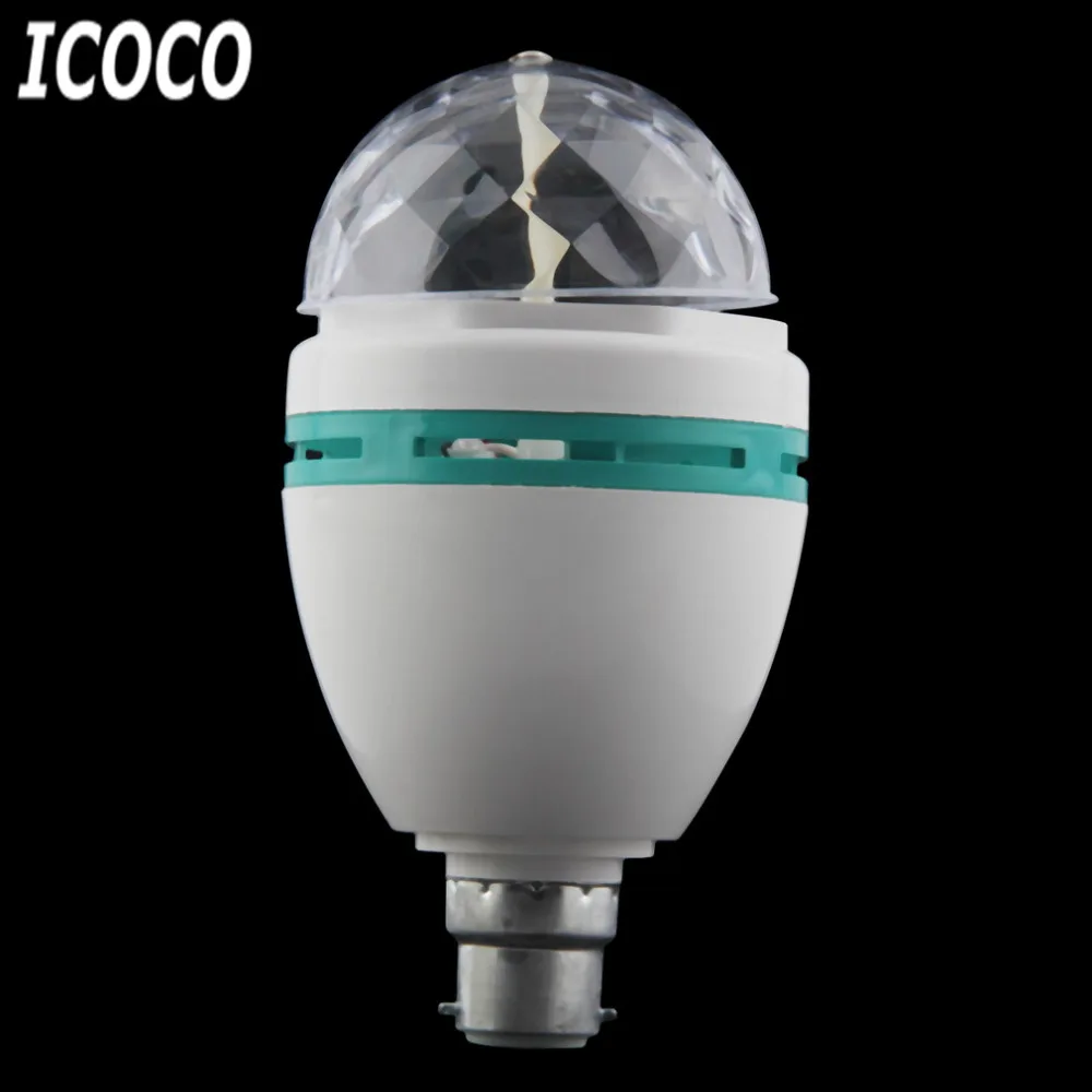 ICOCO 1 шт. популярный B22 3 Вт красочный хрустальный шар сценический Авто вращающийся