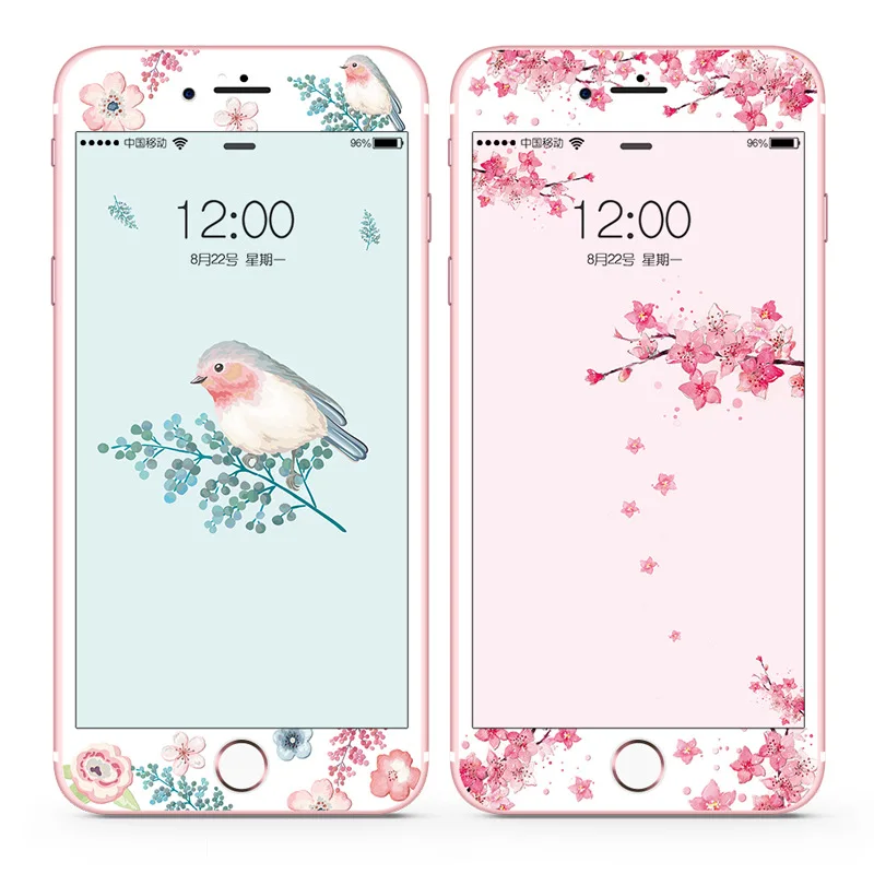 Закаленное стекло для защиты экрана iPhone 6s Plus 6 7 8 с изображением цветов изогнутыми