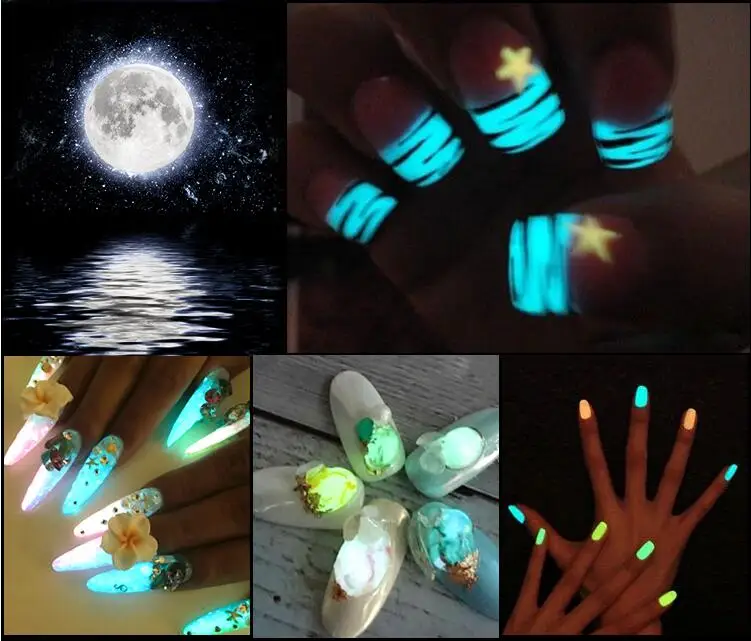 1 коробка DIY акриловый порошок для ногтей светящийся люминисцентный фосфорный