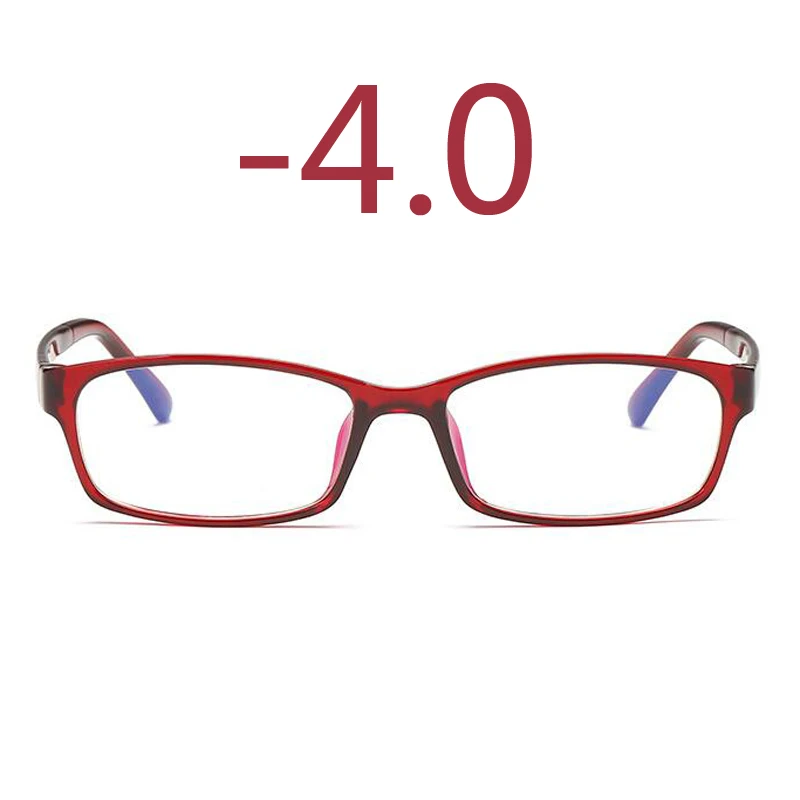 Очки для близорукости 0-1-1,5-2-2,5-3-3,5-4-5-6, мужские очки с коротким прицелом, черная прозрачная оправа, женские очки для близорукости - Цвет оправы: red myopia 400