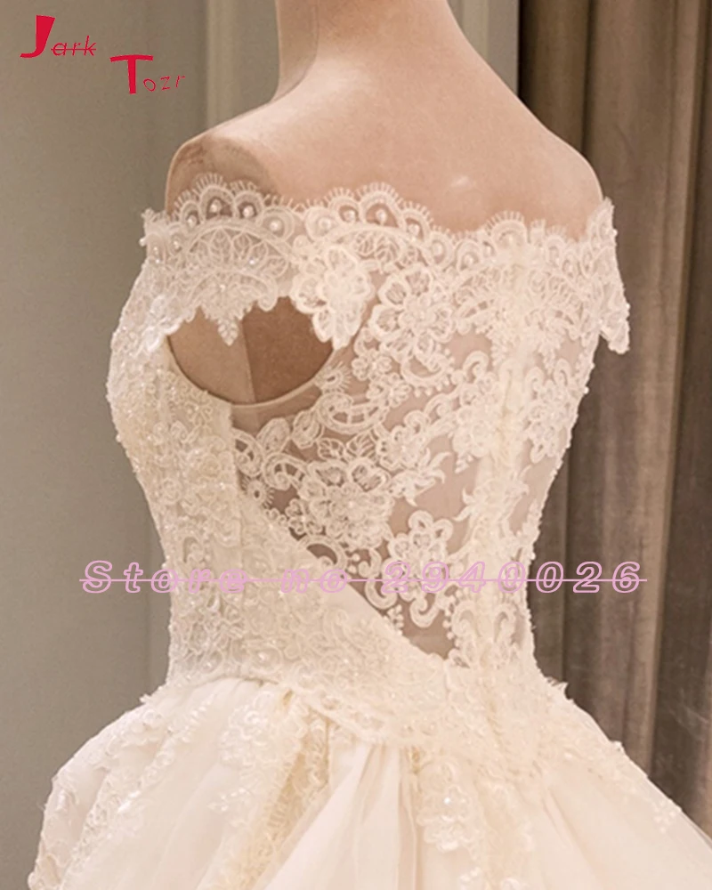 Jark Tozr Vestidos De Noiva лодка средства ухода за кожей Шеи с открытыми плечами Белый Тюль