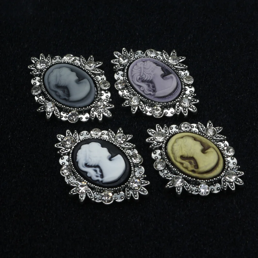 10 шт. декоративные пуговицы для волос в стиле ретро|oval rhinestone button|rhinestone buttonsalloy button |
