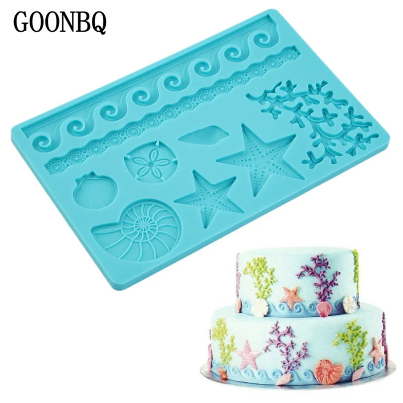 GOONBQ 1 шт., силиконовая форма для выпечки в виде раковины, волнистая форма для торта, сделай сам, инструмент для украшения торта