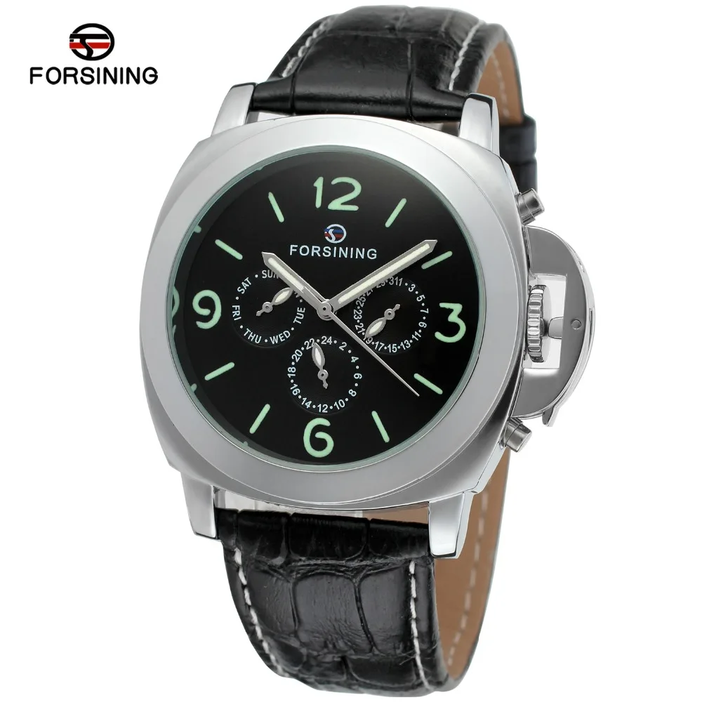 

FORSINING Men's Brand New Automatic Self-winding Genuine Leather Strap Fashion Casual Wristwatch with Date Week FSG6005M3S1