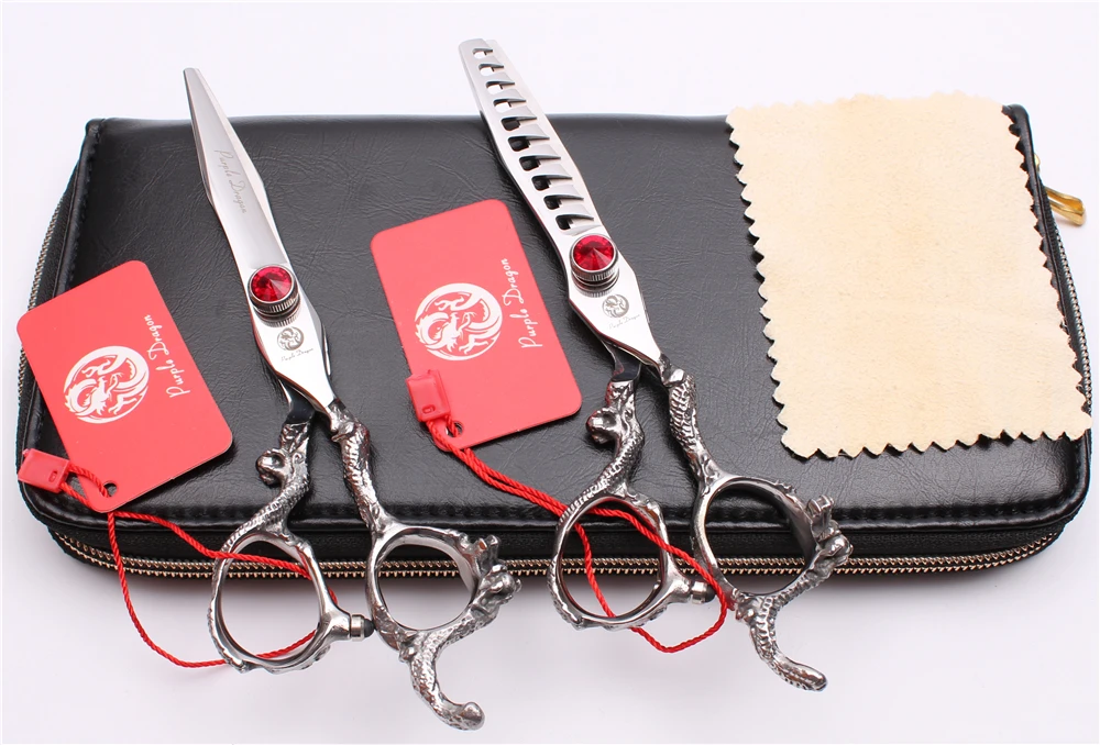 6 'ཌྷ 5 см фиолетовый дракон Красный камень волос Профессиональные ножницы