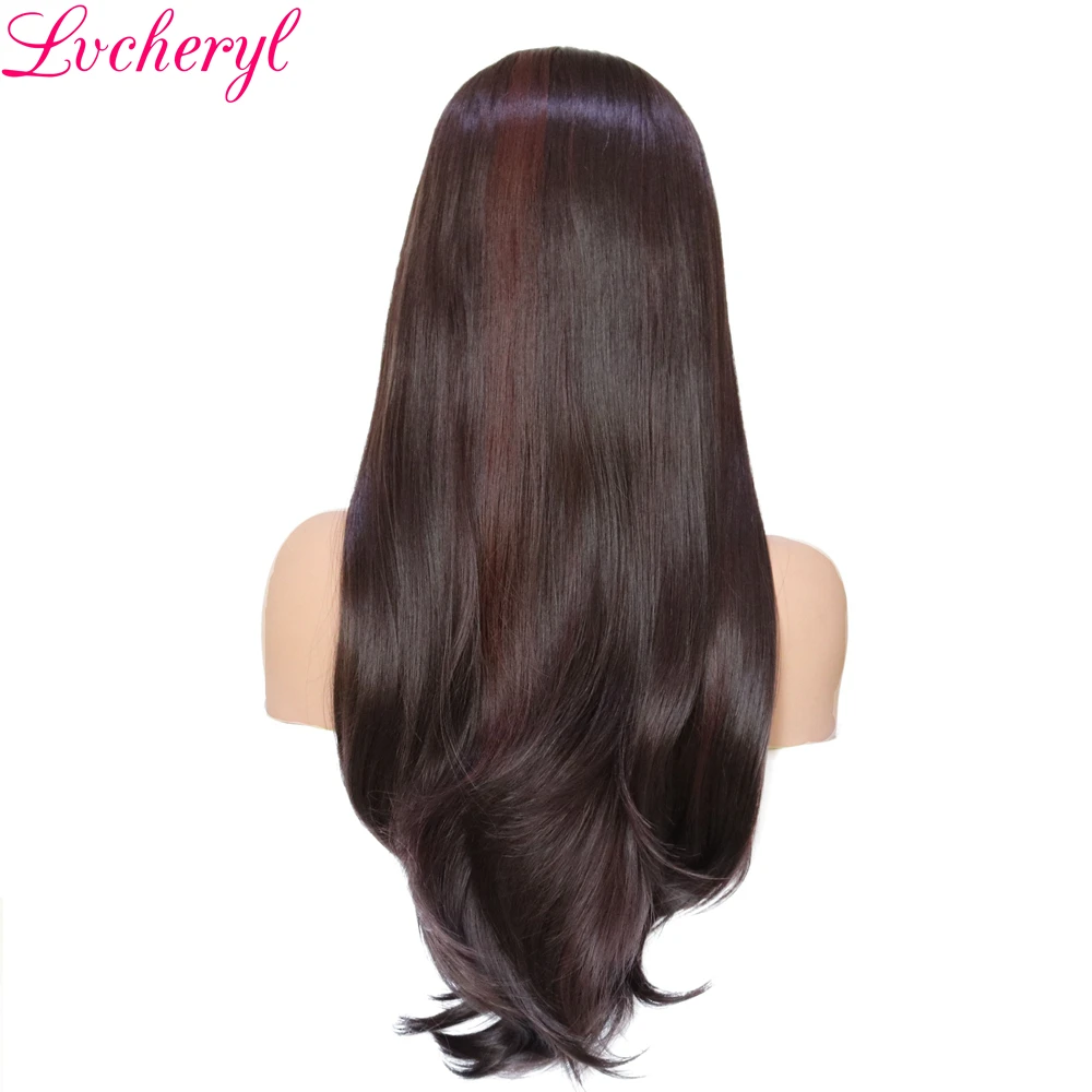 Накладки на волосы Lvcheryl черные синтетические прямые термостойкие|part|part wigparting hair |