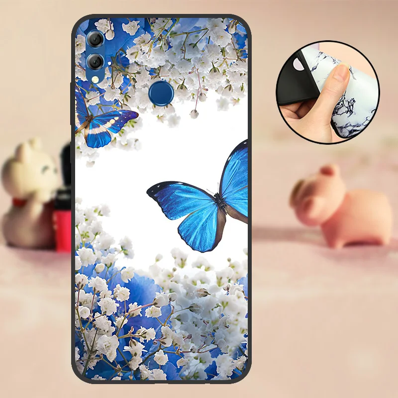 ABHDV Чехол для huawei Honor 8X черный мягкий Силиконовый ТПУ чехол из ТПУ чехол для huawei Honor 8X бампер с милым рисунком черный чехол - Цвет: ABHDV