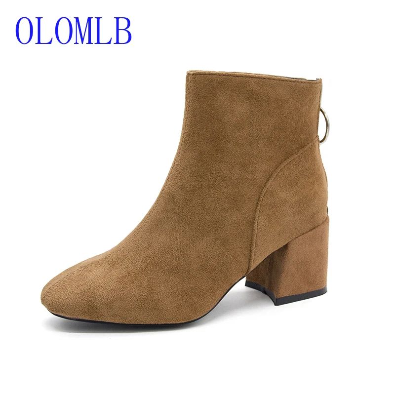 OLOMLB/2019 женские тонкие ботинки Модные Винтажные кожаные на молнии с эластичной