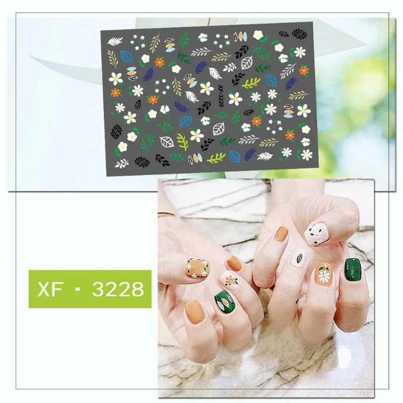 XF3228 Addfavor, 2 шт, цветок, лист, милый стикер для ногтей, самоклеющиеся 3D наклейки для дизайна ногтей, наклейка, летнее украшение для ногтей для женщин, девочек, детей - Цвет: XF3228