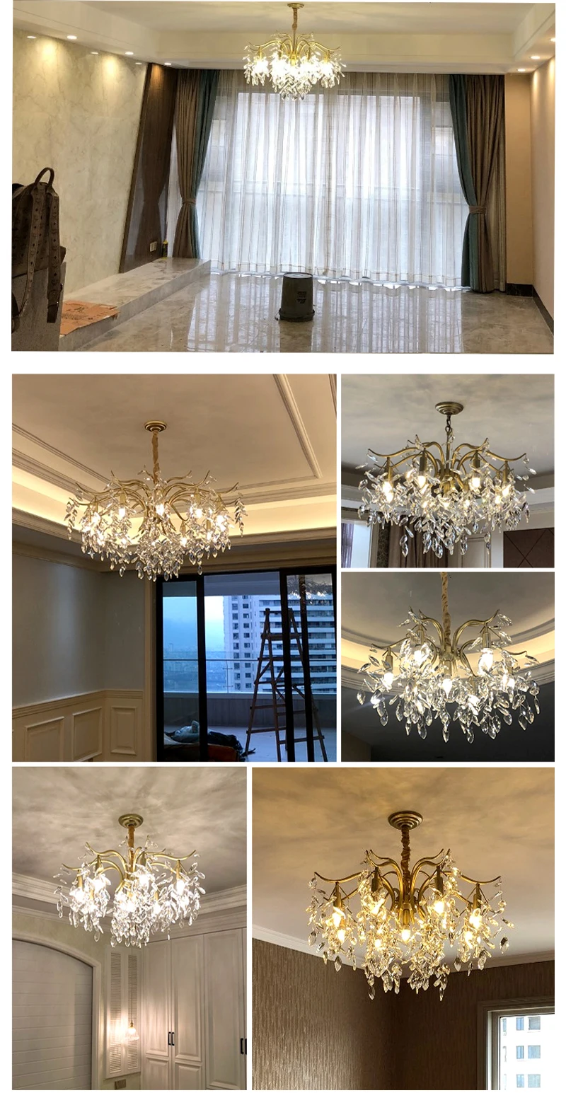 Современный минималистичный светильник для гостиной, столовой, креативная художественная люстра, Европейская спальня, Золотая хрустальная люстра, светильник