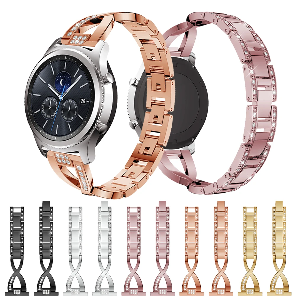 Часы из нержавеющей стали с кристаллами для Samsung Gear S3 Forntier классические Смарт