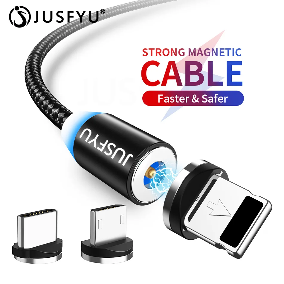 Магнитный кабель Micro USB А для Samsung Xiaomi 1 м 2 Type C быстрой зарядки зарядный передачи